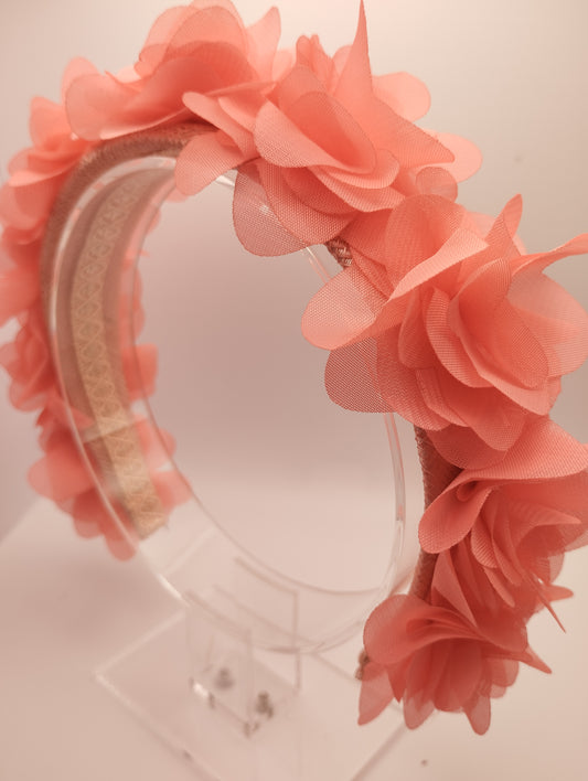 Diadema "Flor" coral