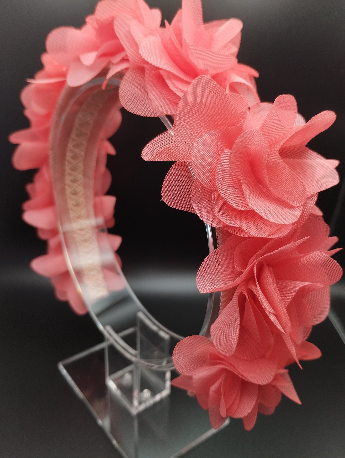 Diadema "Flor" coral