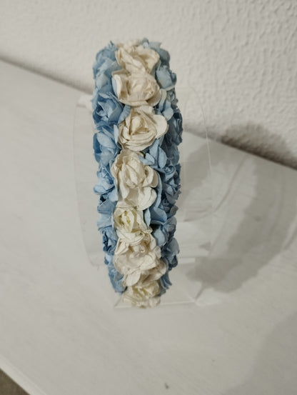 Diadema "Pilar" blanca y azul